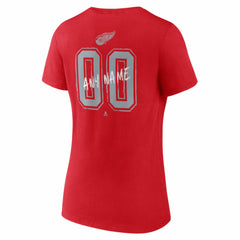 Detroit Red Wings - Women's Hustle Personalized Name & Number V-Neck T-Shirt Red
