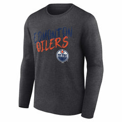 Edmonton Oilers - Hustle Personalized Name & Number Long Sleeve T-Shirt Charcoal