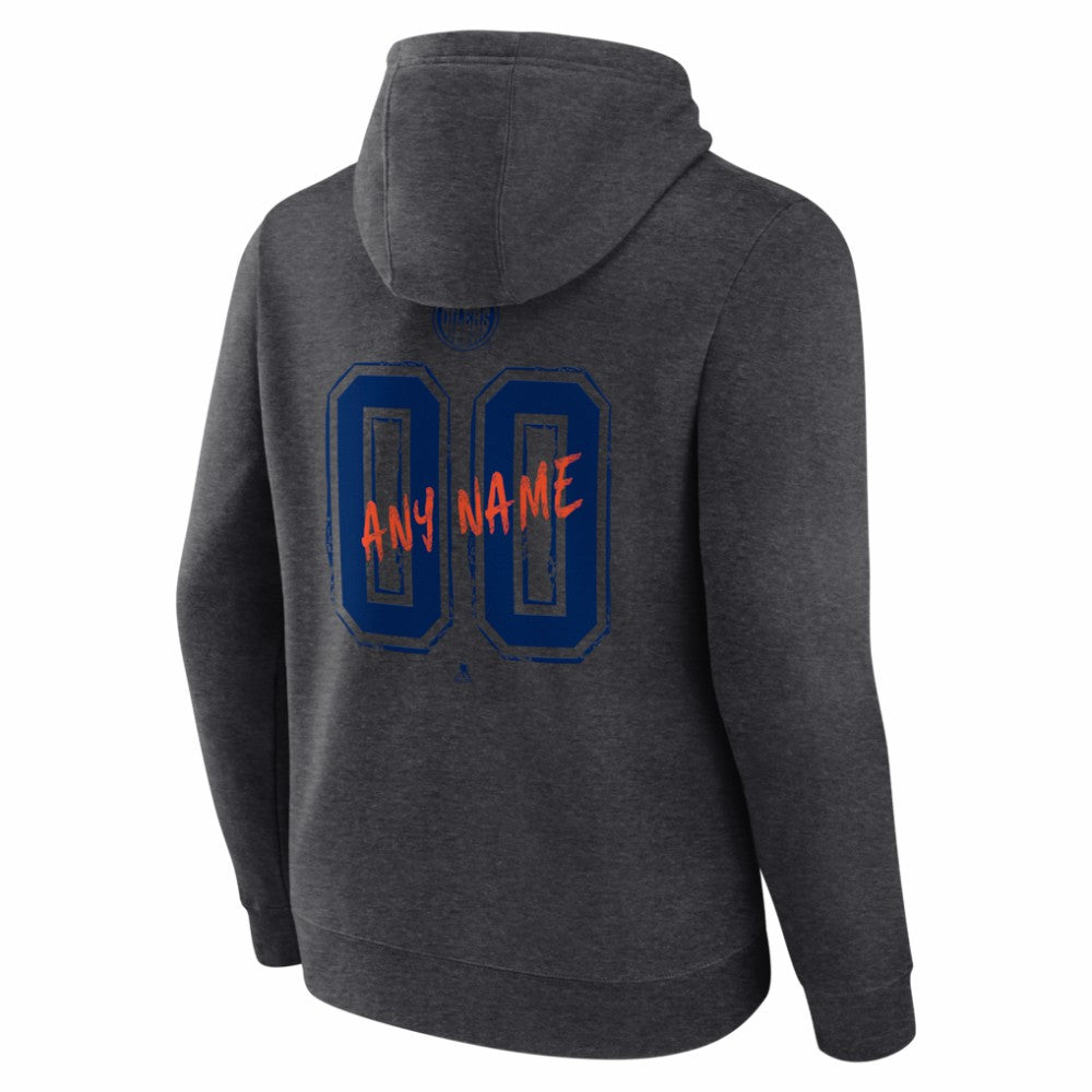 Edmonton Oilers - Hustle Personalized Name & Number Hoodie Charcoal