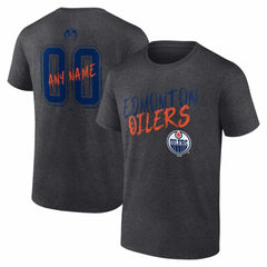 Edmonton Oilers - Hustle Personalized Name & Number T-Shirt Charcoal
