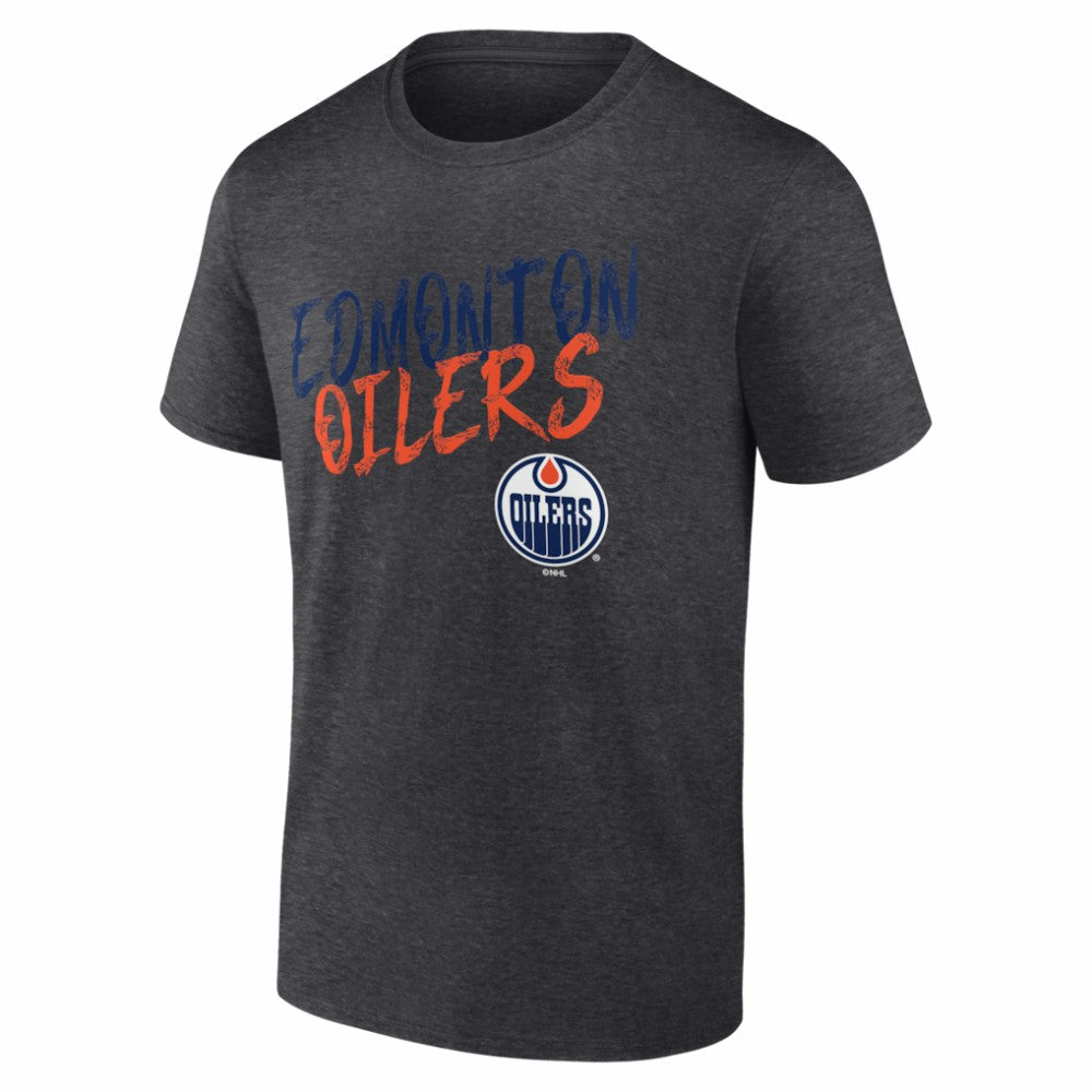Edmonton Oilers - Hustle Personalized Name & Number T-Shirt Charcoal