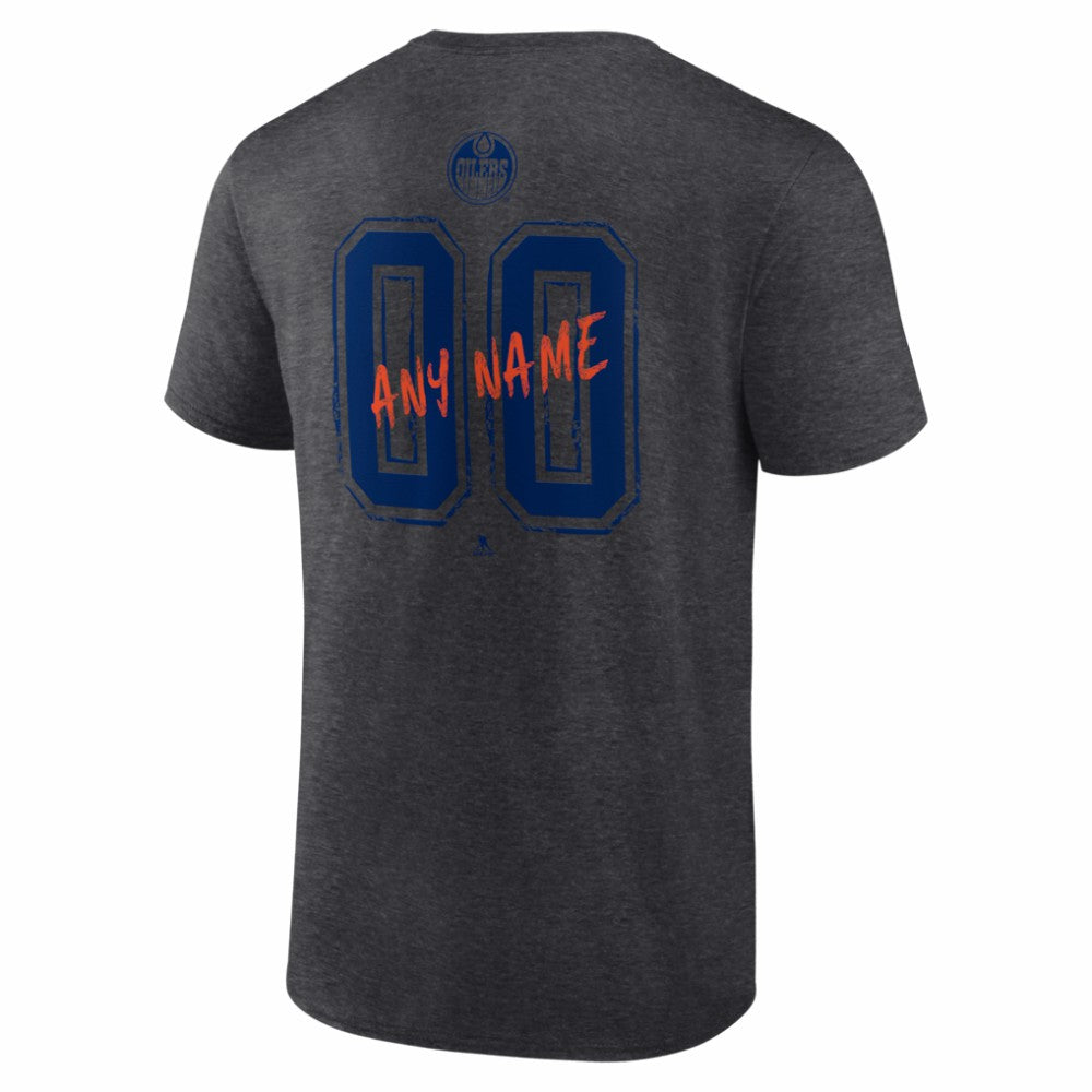 Edmonton Oilers - Hustle Personalized Name & Number T-Shirt Charcoal