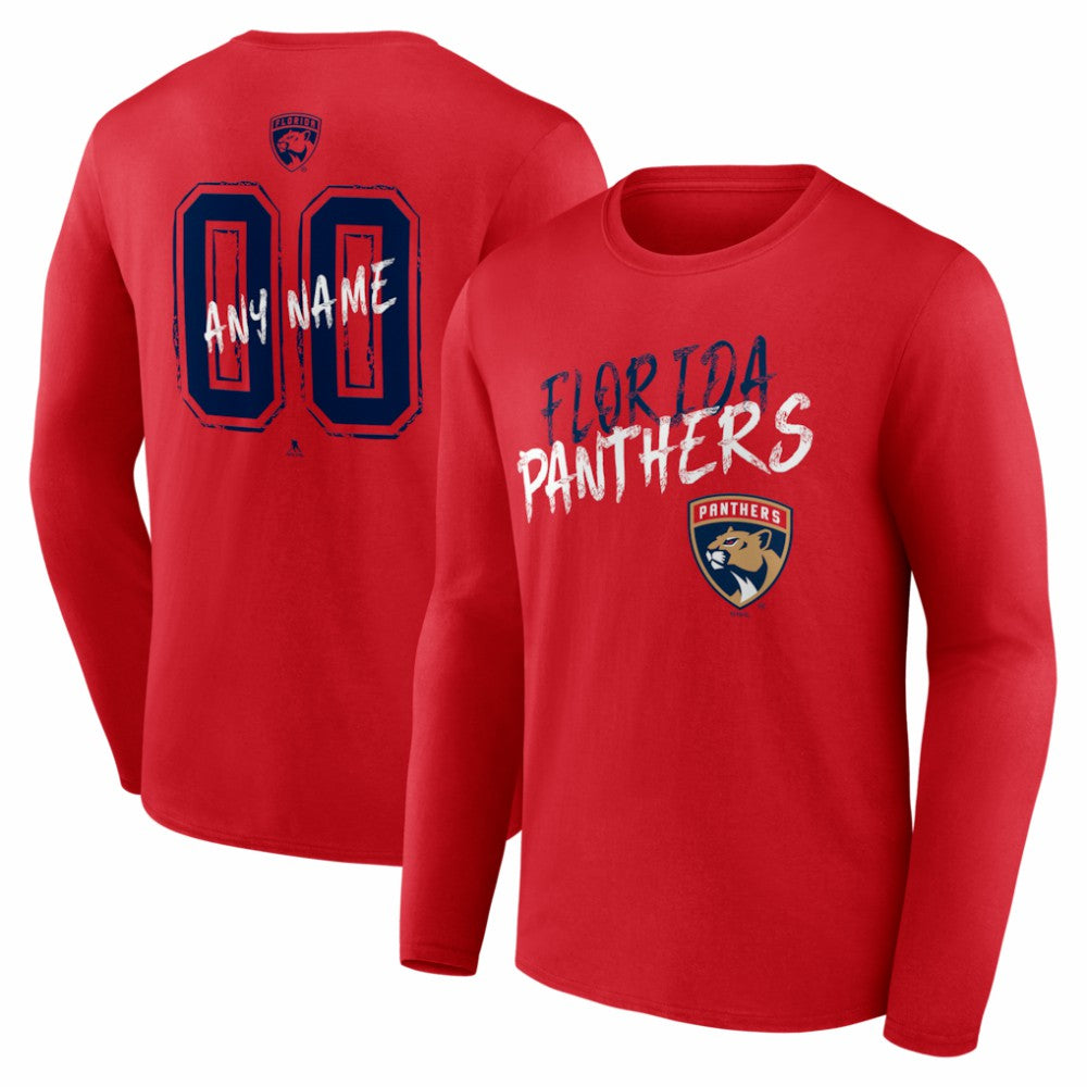 Florida Panthers - Hustle Personalized Name & Number Long Sleeve T-Shirt Red