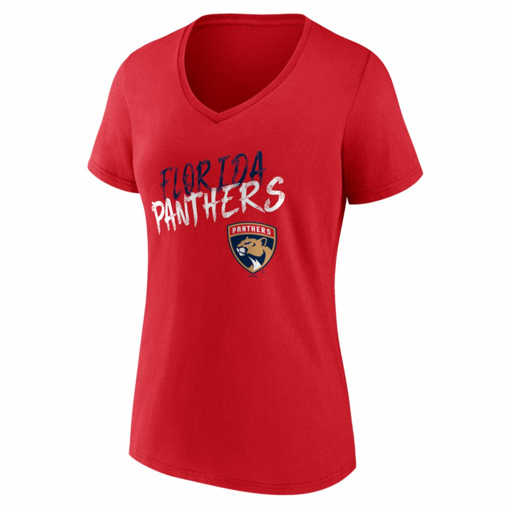 Florida Panthers - Women's Hustle Personalized Name & Number V-Neck T-Shirt Red