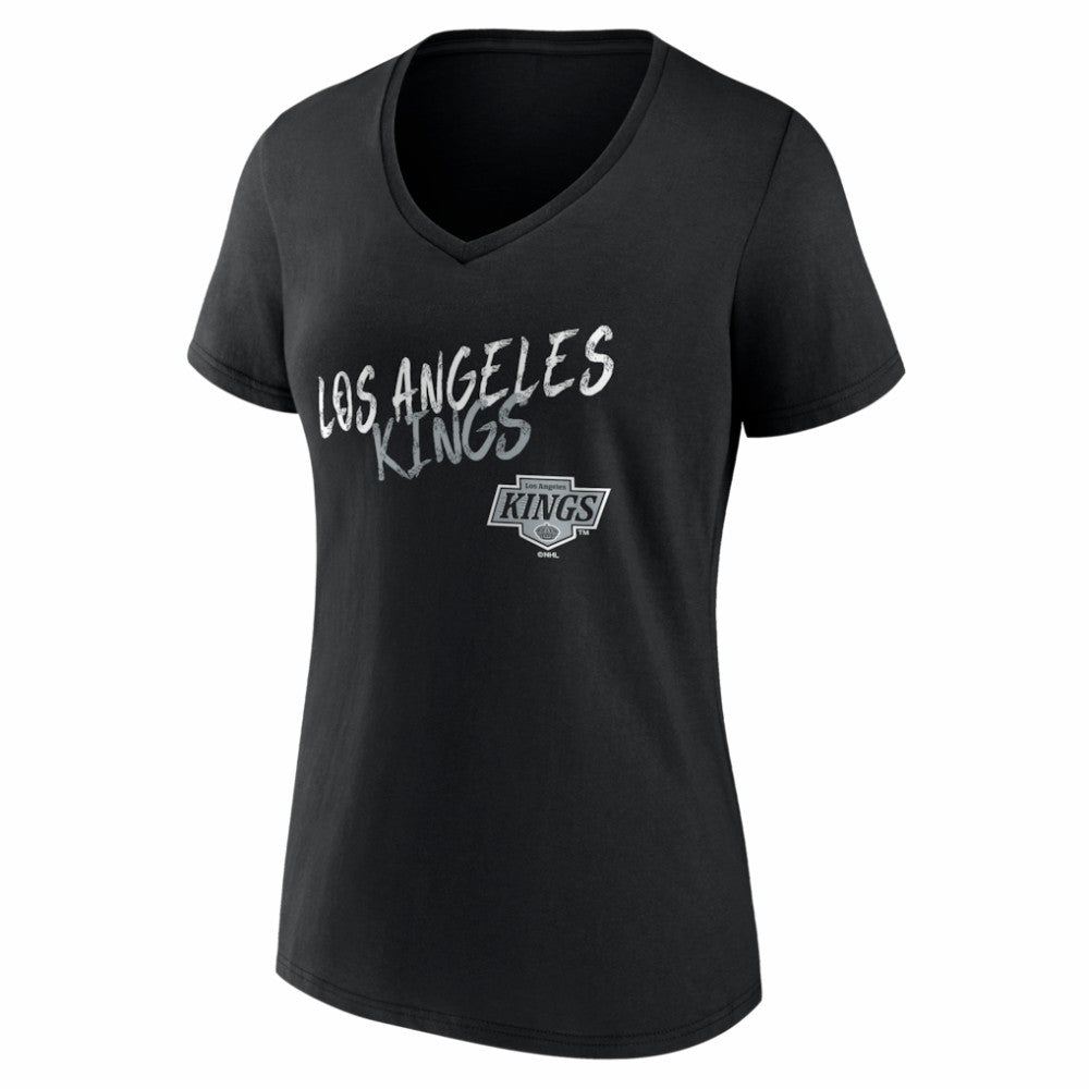 Los Angeles Kings - Women's Hustle Personalized Name & Number V-Neck T-Shirt Black