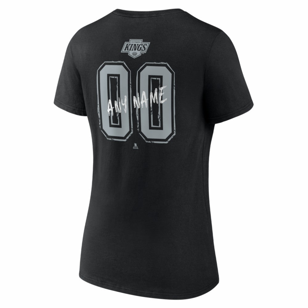 Los Angeles Kings - Women's Hustle Personalized Name & Number V-Neck T-Shirt Black