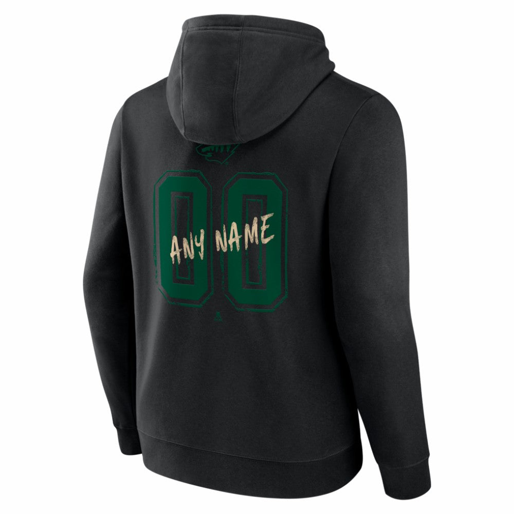 Minnesota Wild - Big & Tall Hustle Personalized Name & Number Hoodie Black