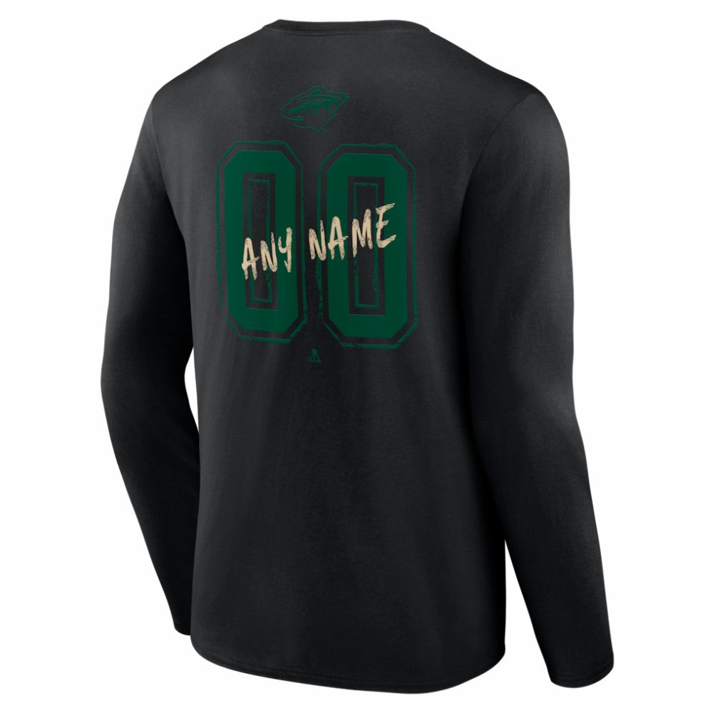 Minnesota Wild - Hustle Personalized Name & Number Long Sleeve T-Shirt Black