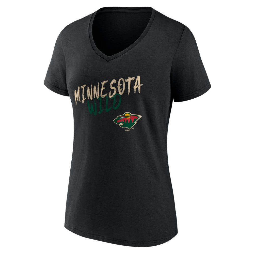 Minnesota Wild - Women's Hustle Personalized Name & Number V-Neck T-Shirt Black