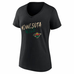 Minnesota Wild - Women's Hustle Personalized Name & Number V-Neck T-Shirt Black
