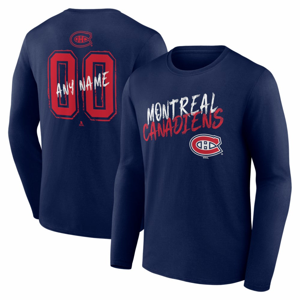 Montreal Canadiens - Hustle Personalized Name & Number Long Sleeve T-Shirt Navy