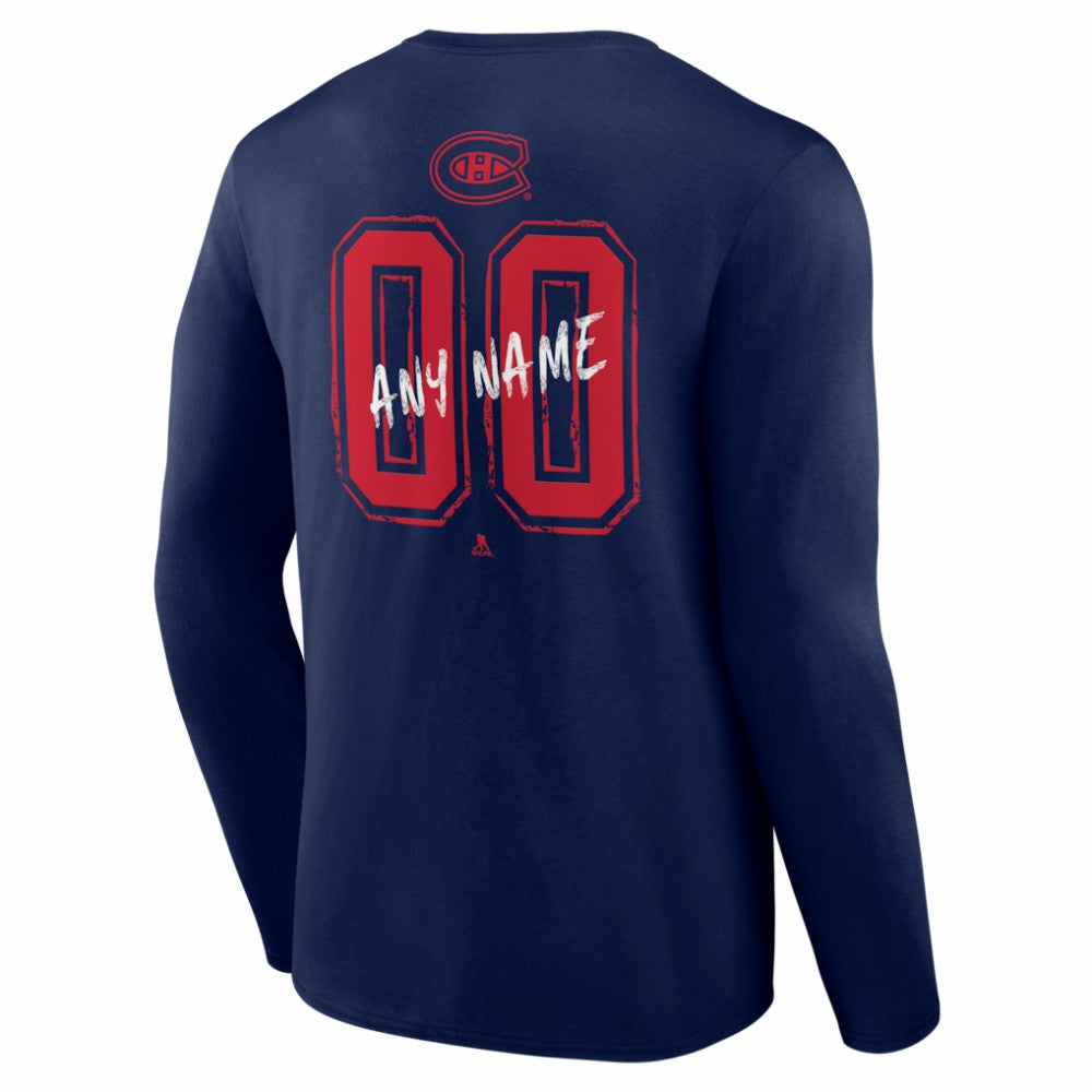 Montreal Canadiens - Hustle Personalized Name & Number Long Sleeve T-Shirt Navy