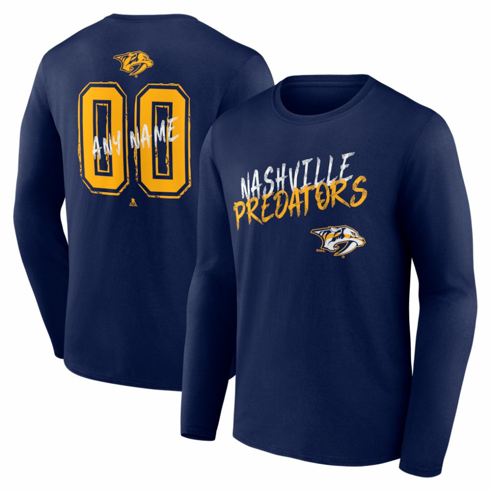 Nashville Predators - Hustle Personalized Name & Number Long Sleeve T-Shirt Navy