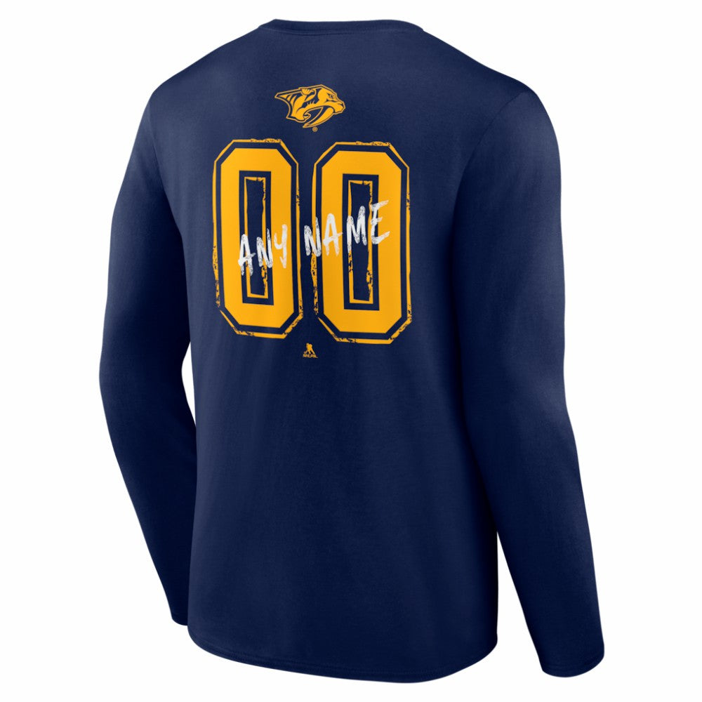 Nashville Predators - Hustle Personalized Name & Number Long Sleeve T-Shirt Navy
