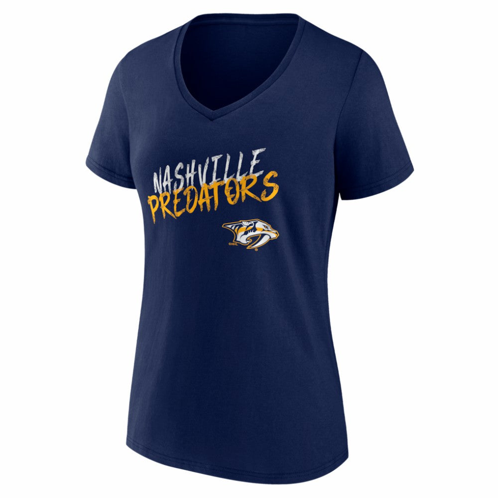 Nashville Predators - Women's Hustle Personalized Name & Number V-Neck T-Shirt Navy