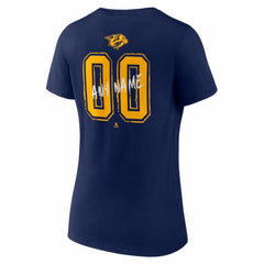 Nashville Predators - Women's Hustle Personalized Name & Number V-Neck T-Shirt Navy