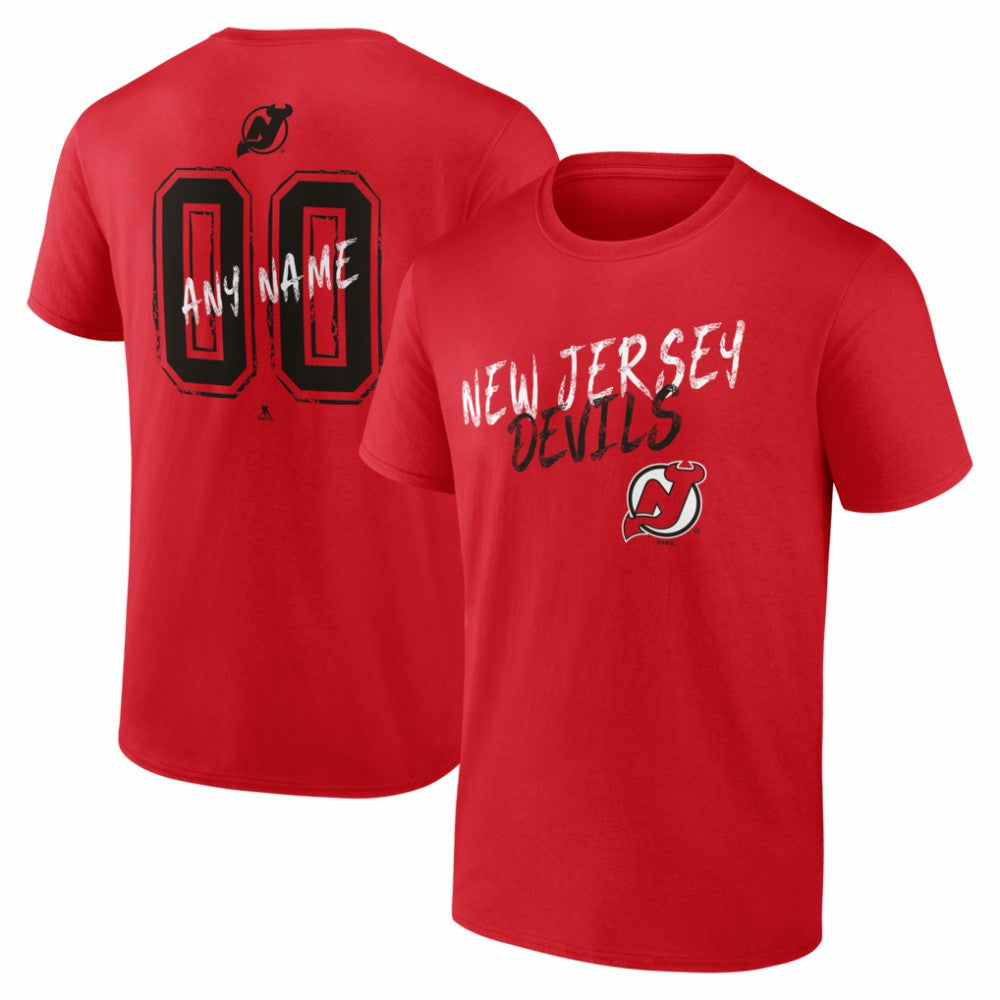 New Jersey Devils - Big & Tall Hustle Personalized Name & Number T-Shirt Red