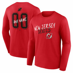 New Jersey Devils - Hustle Personalized Name & Number Long Sleeve T-Shirt Red