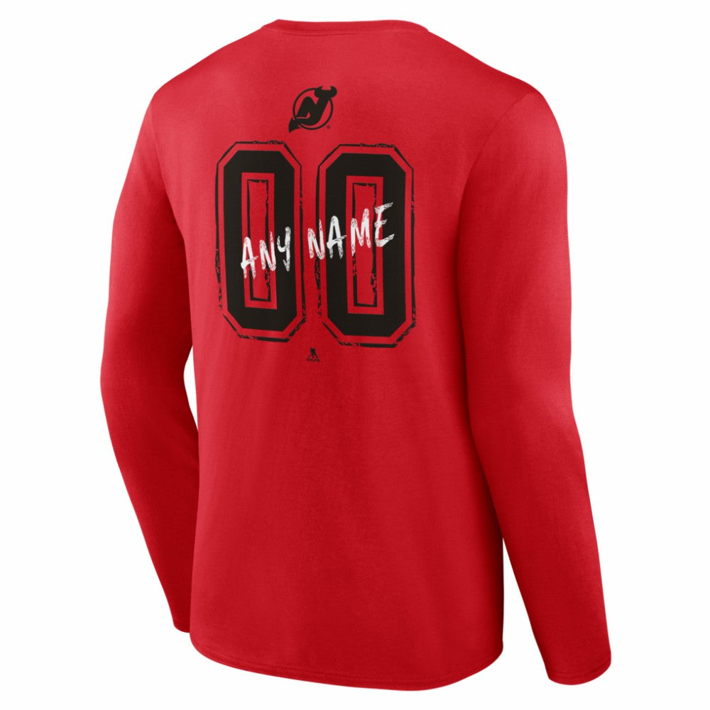 New Jersey Devils - Hustle Personalized Name & Number Long Sleeve T-Shirt Red