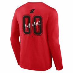 New Jersey Devils - Hustle Personalized Name & Number Long Sleeve T-Shirt Red