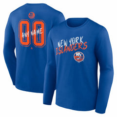 New York Islanders - Hustle Personalized Name & Number Long Sleeve T-Shirt Royal