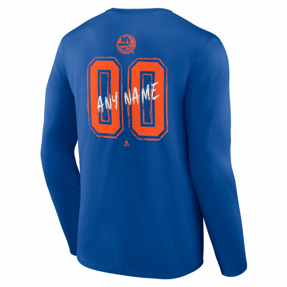 New York Islanders - Hustle Personalized Name & Number Long Sleeve T-Shirt Royal