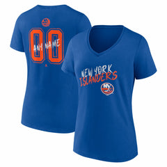 New York Islanders - Women's Hustle Personalized Name & Number V-Neck T-Shirt Royal