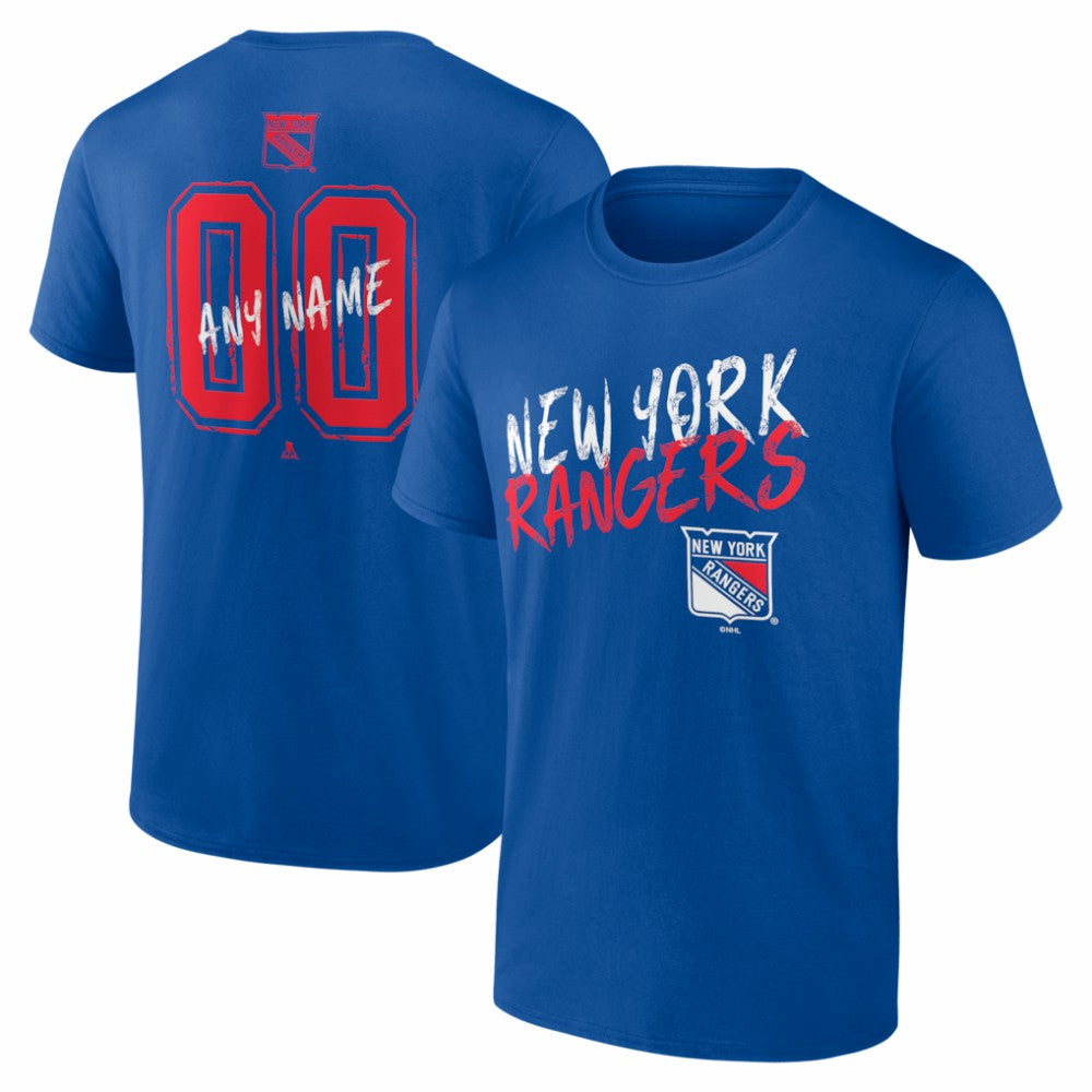 New York Rangers Big & Tall Hustle Personalized Name & Number T-Shirt Blue