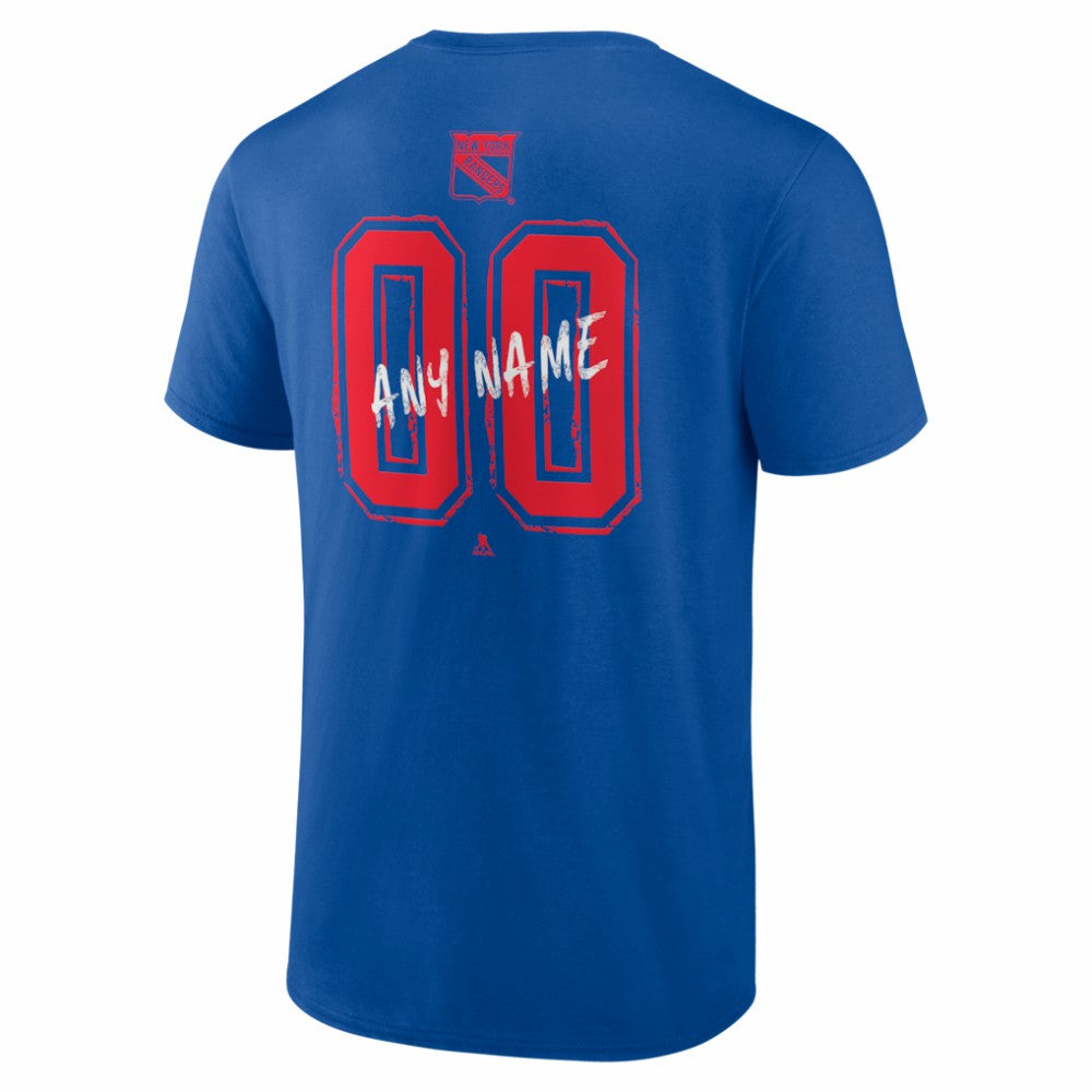New York Rangers Hustle Personalized Name & Number T-Shirt Blue