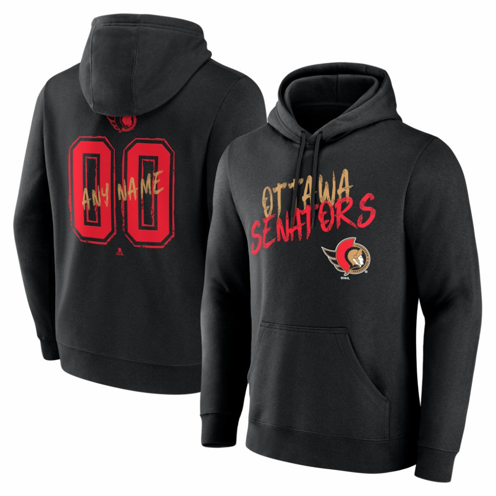 Ottawa Senators - Big & Tall Hustle Personalized Name & Number Hoodie Black