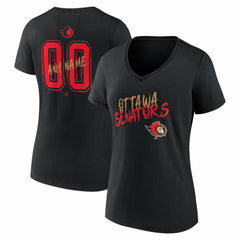 Ottawa Senators - Women's Hustle Personalized Name & Number V-Neck T-Shirt Black