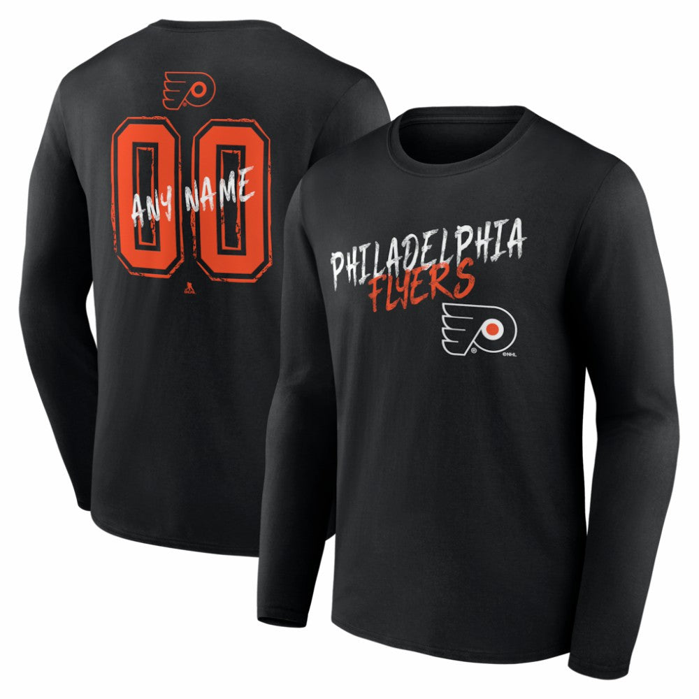 Philadelphia Flyers - Hustle Personalized Name & Number Long Sleeve T-Shirt Black