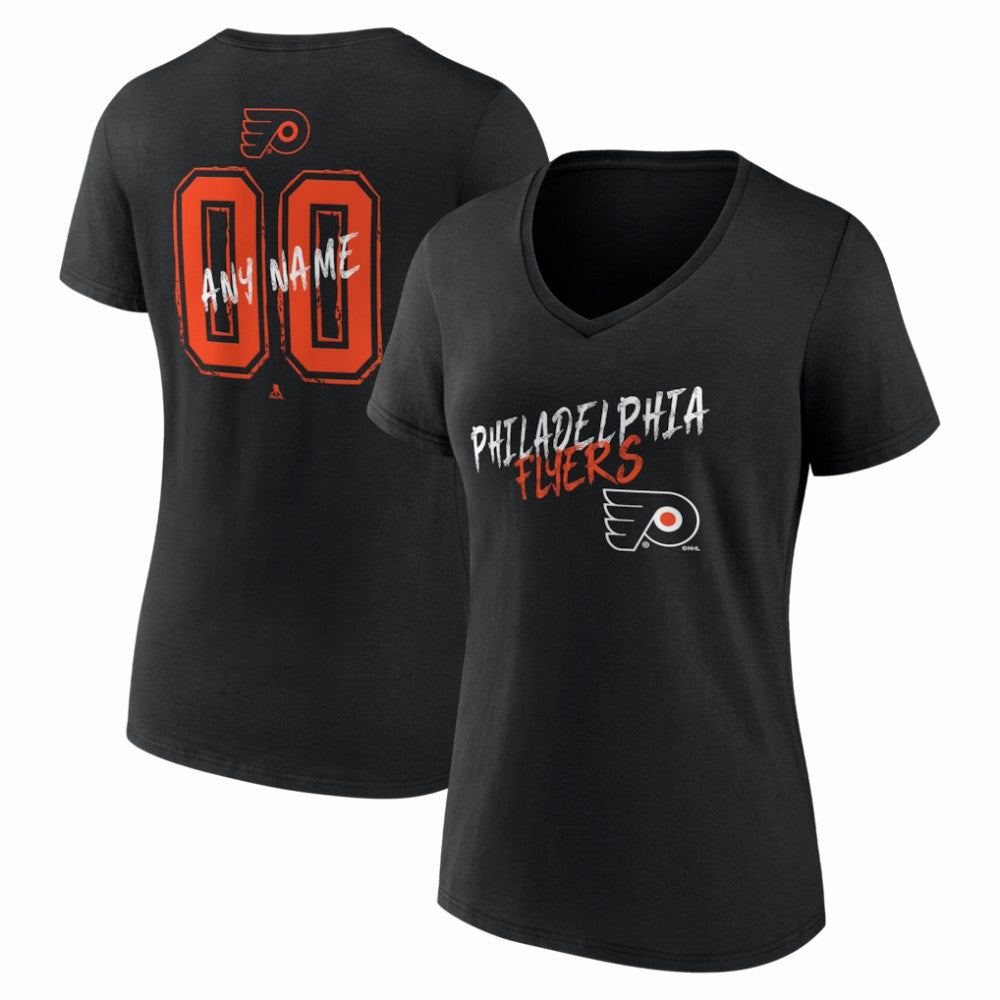 Philadelphia Flyers - Women's Hustle Personalized Name & Number V-Neck T-Shirt Black