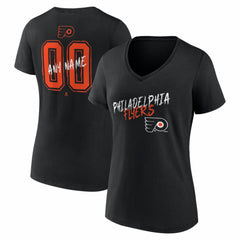 Philadelphia Flyers - Women's Hustle Personalized Name & Number V-Neck T-Shirt Black