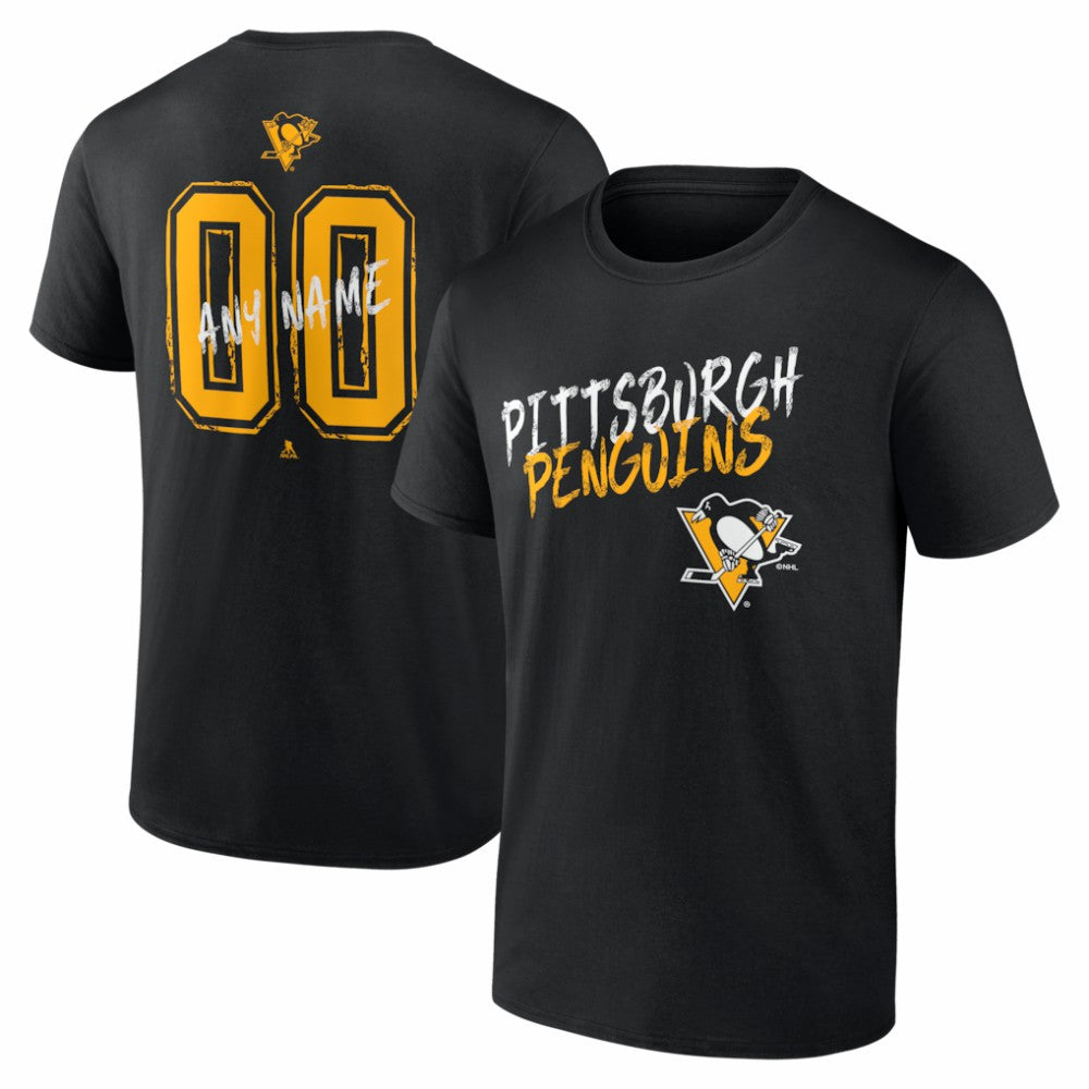 Pittsburgh Penguins Big & Tall Hustle Personalized Name & Number T-Shirt Black