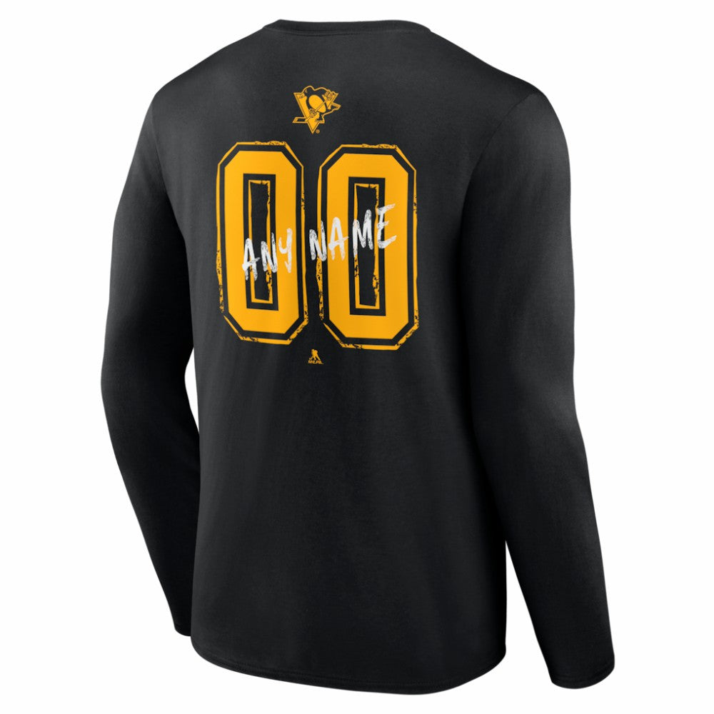 Pittsburgh Penguins Hustle Personalized Name & Number Long Sleeve T-Shirt Black