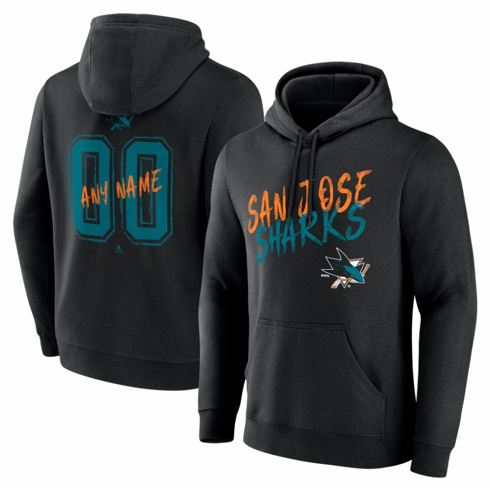San Jose Sharks - Big & Tall Hustle Personalized Name & Number Hoodie Black