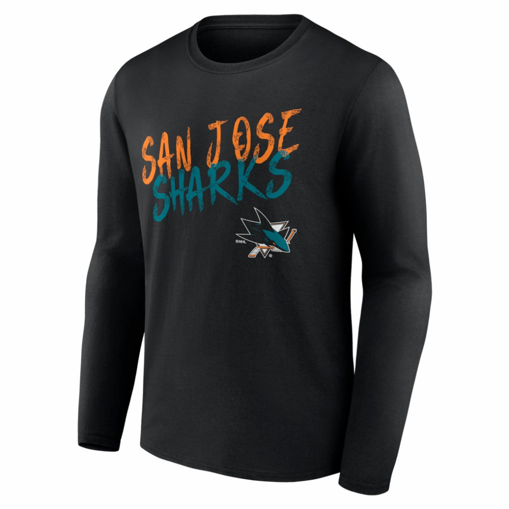 San Jose Sharks - Hustle Personalized Name & Number Long Sleeve T-Shirt Black