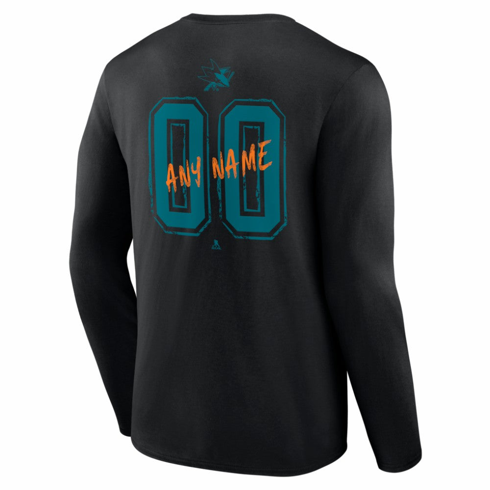 San Jose Sharks - Hustle Personalized Name & Number Long Sleeve T-Shirt Black