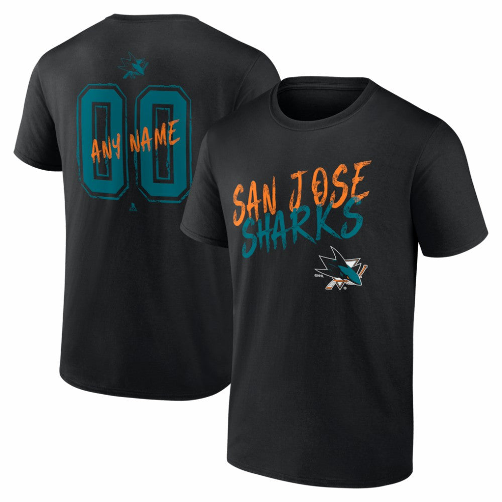 San Jose Sharks - Hustle Personalized Name & Number T-Shirt Black