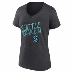 Seattle Kraken Women's Hustle Personalized Name & Number V-Neck T-Shirt Charcoal