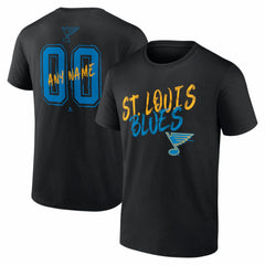 St. Louis Blues - Big & Tall Hustle Personalized Name & Number T-Shirt Black