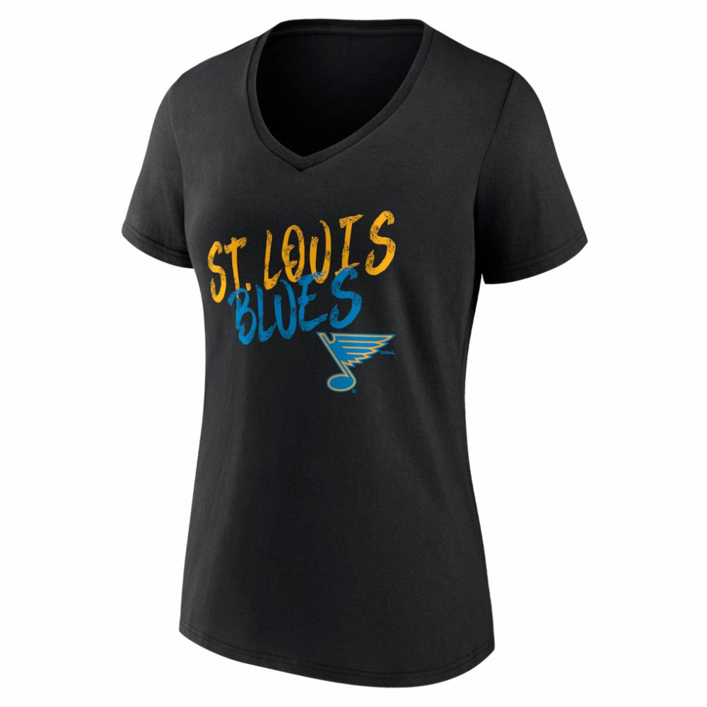 St. Louis Blues - Women's Hustle Personalized Name & Number V-Neck T-Shirt Black