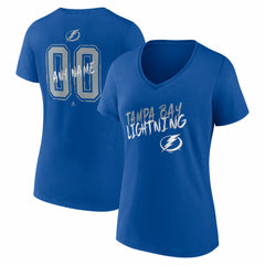 Tampa Bay Lightning - Women's Hustle Personalized Name & Number V-Neck T-Shirt Blue