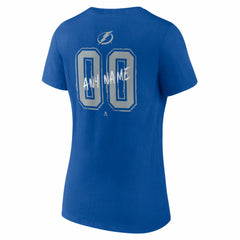 Tampa Bay Lightning - Women's Hustle Personalized Name & Number V-Neck T-Shirt Blue