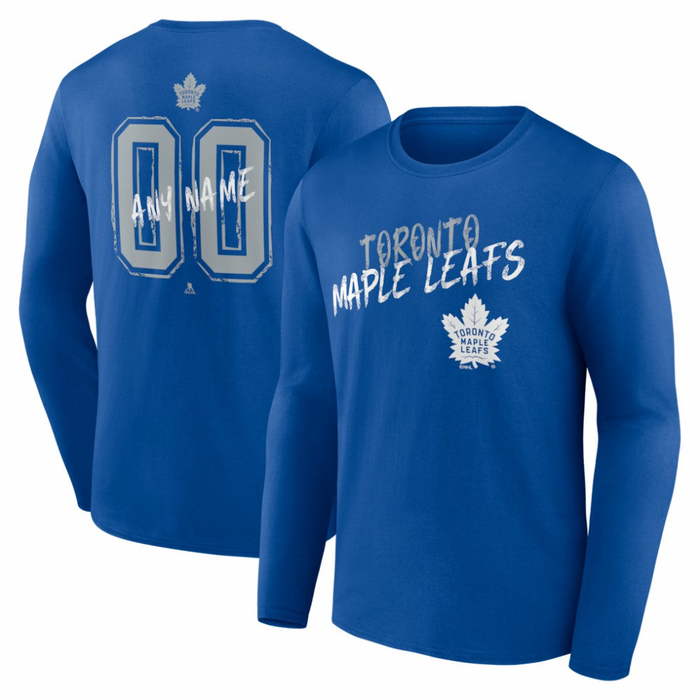 Toronto Maple Leafs - Hustle Personalized Name & Number Long Sleeve T-Shirt Blue