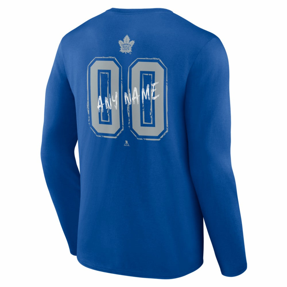 Toronto Maple Leafs - Hustle Personalized Name & Number Long Sleeve T-Shirt Blue
