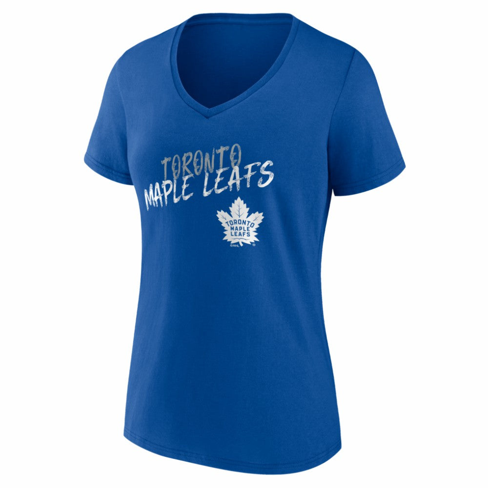 Toronto Maple Leafs - Women's Hustle Personalized Name & Number V-Neck T-Shirt Blue