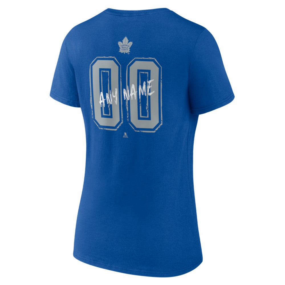 Toronto Maple Leafs - Women's Hustle Personalized Name & Number V-Neck T-Shirt Blue