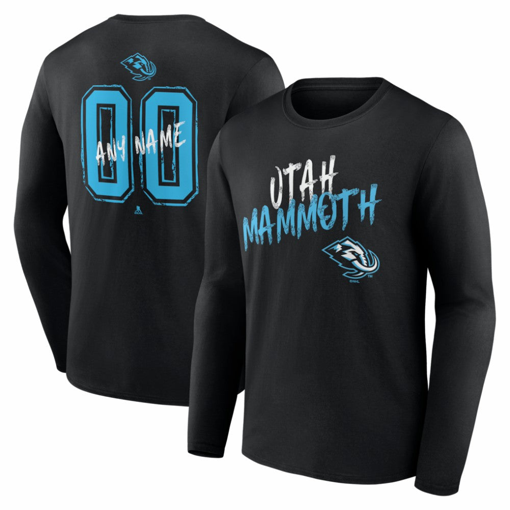 Utah Mammoth - Hustle Personalized Name & Number Long Sleeve T-Shirt Black